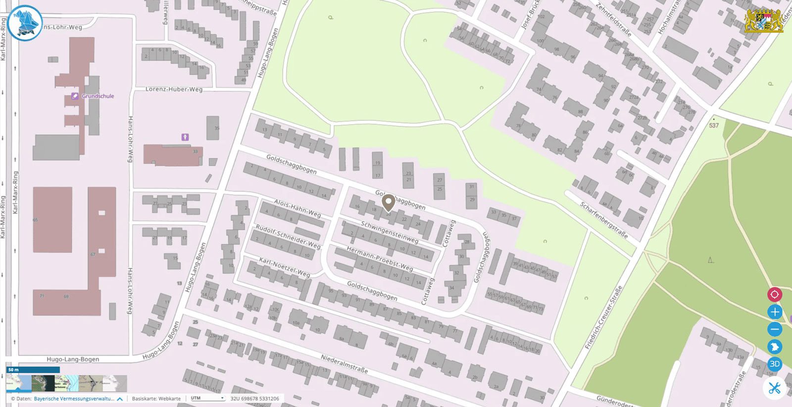 Kartenauszug aus der Bayrischen Vermessungsverwaltung